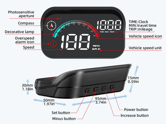 AD M22 GPS HUD Universal Digital Speedometer Display Black