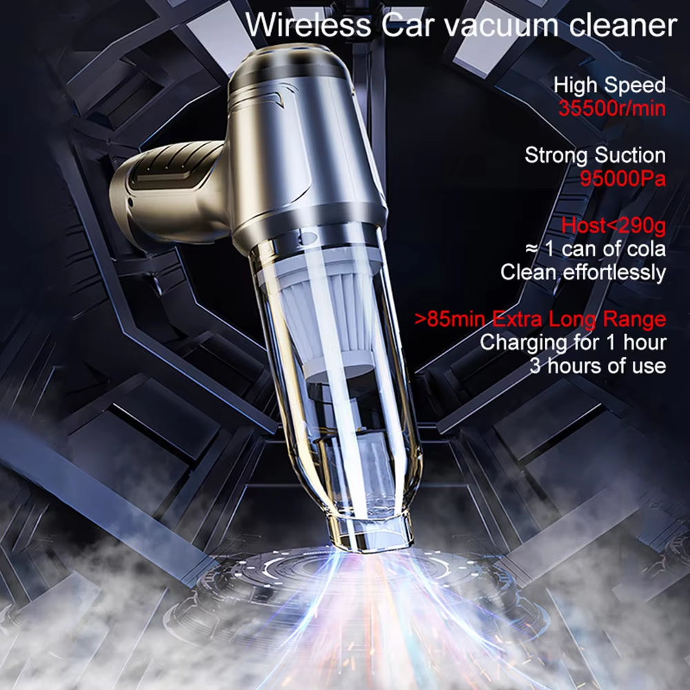 Car Vacuum Cleaner Wireless 95000PA Strong Suction Vacuum Cleaner Portable Handheld Vacuum Cleaner Blower 2In1 for Car Home