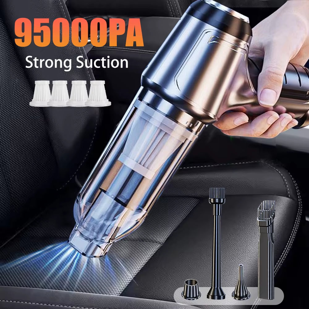 Car Vacuum Cleaner Wireless 95000PA Strong Suction Vacuum Cleaner Portable Handheld Vacuum Cleaner Blower 2In1 for Car Home